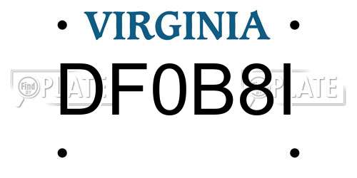 DF0B8I Virginia License Plate