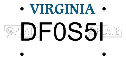 DF0S5I Virginia License Plate