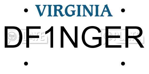 DF1NGER Virginia License Plate