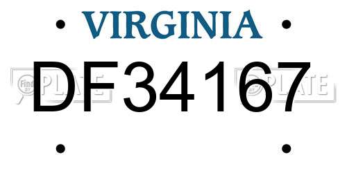 DF34167 Virginia License Plate