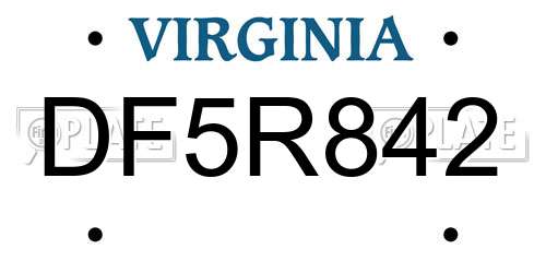 DF5R842 Virginia License Plate