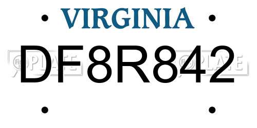 DF8R842 Virginia License Plate