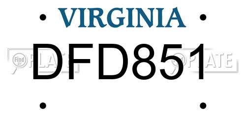 DFD851 Virginia License Plate