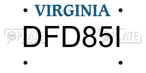 DFD85I Virginia License Plate