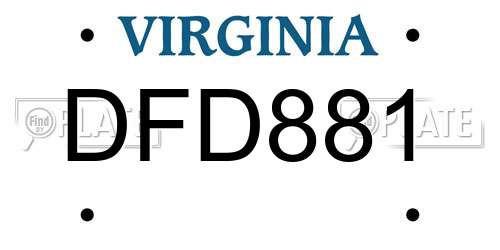 DFD881 Virginia License Plate