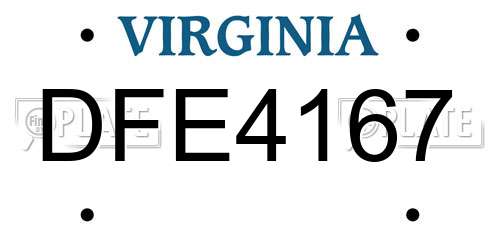 DFE4167 Virginia License Plate