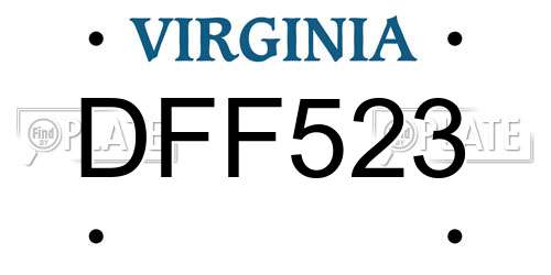DFF523 Virginia License Plate