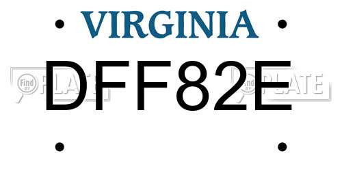 DFF82E Virginia License Plate
