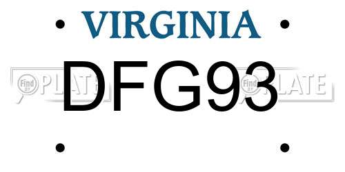 DFG93 Virginia License Plate