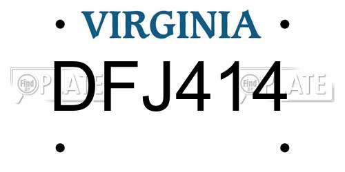 DFJ414 Virginia License Plate