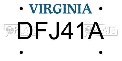 DFJ41A Virginia License Plate