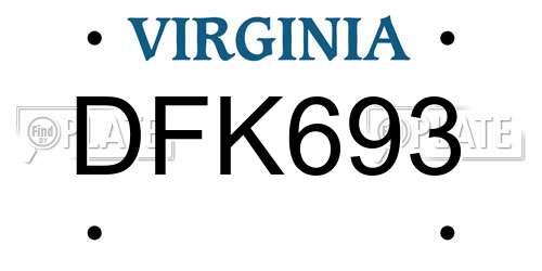 DFK693 Virginia License Plate