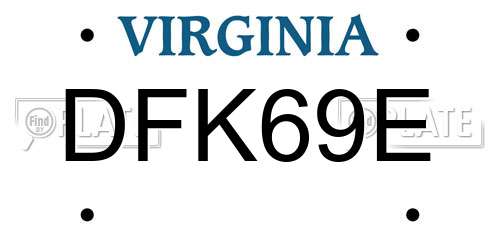 DFK69E Virginia License Plate