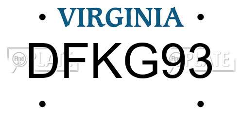 DFKG93 Virginia License Plate