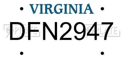 DFN2947 Virginia License Plate