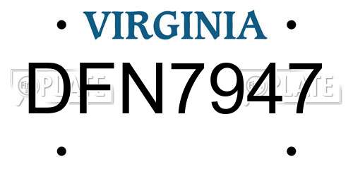 DFN7947 Virginia License Plate