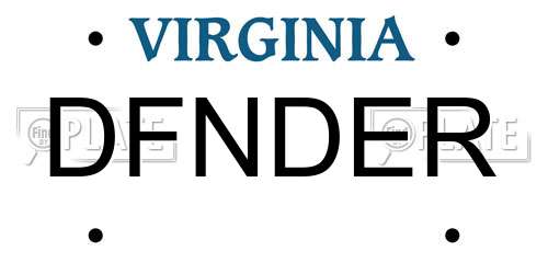 DFNDER Virginia License Plate