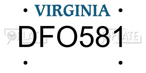 DFO581 Virginia License Plate