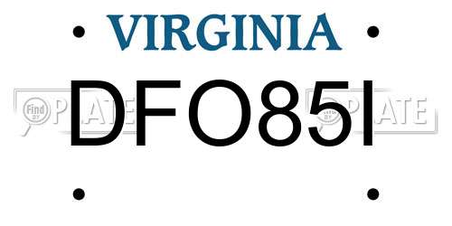 DFO85I Virginia License Plate