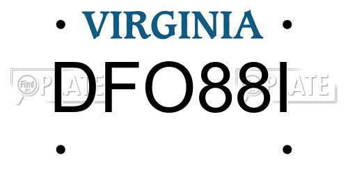 DFO88I Virginia License Plate