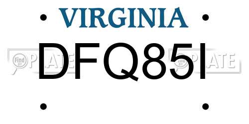 DFQ85I Virginia License Plate