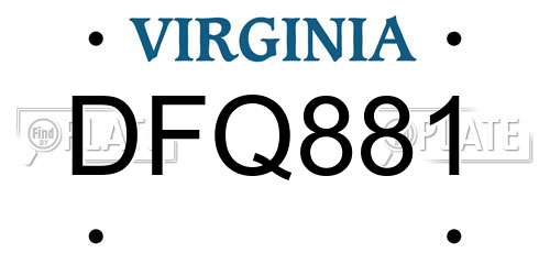 DFQ881 Virginia License Plate