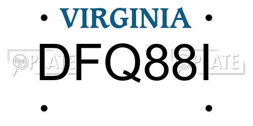 DFQ88I Virginia License Plate