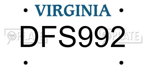 DFS992 Virginia License Plate