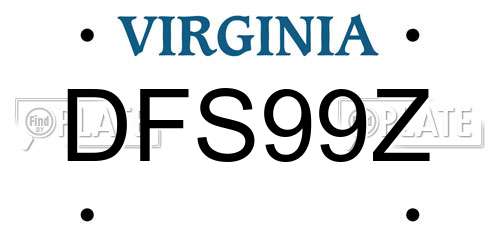 DFS99Z Virginia License Plate