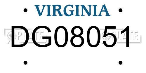DG08051 Virginia License Plate