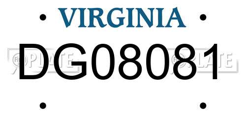 DG08081 Virginia License Plate