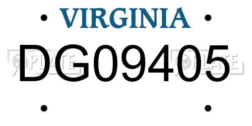 DG09405 Virginia License Plate