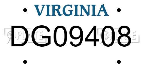 DG09408 Virginia License Plate