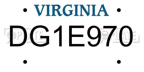 DG1E970 Virginia License Plate