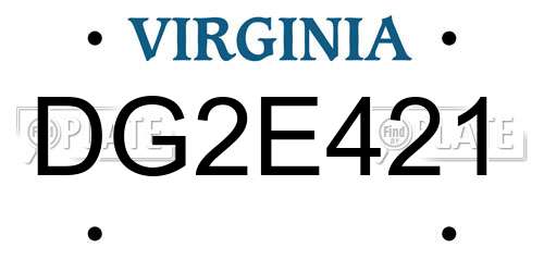 DG2E421 Virginia License Plate