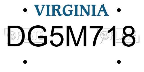 DG5M718 Virginia License Plate