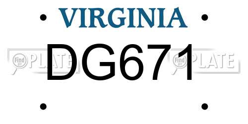DG671 Virginia License Plate