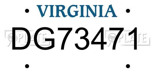 DG73471 Virginia License Plate