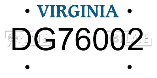 DG76002 Virginia License Plate
