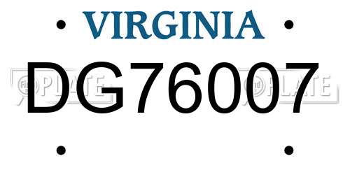 DG76007 Virginia License Plate
