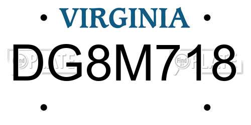 DG8M718 Virginia License Plate