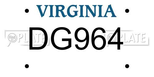 DG964 Virginia License Plate