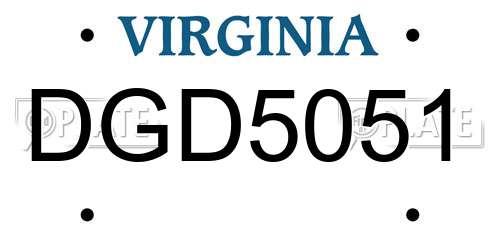 DGD5051 Virginia License Plate