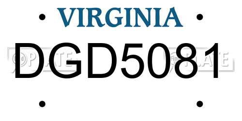 DGD5081 Virginia License Plate