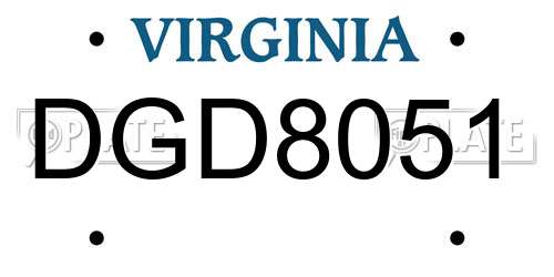 DGD8051 Virginia License Plate