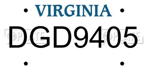 DGD9405 Virginia License Plate