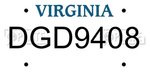 DGD9408 Virginia License Plate
