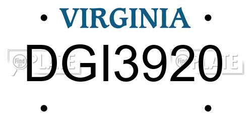 DGI3920 Virginia License Plate
