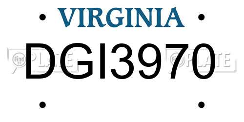 DGI3970 Virginia License Plate