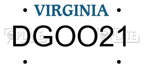 DGOO21 Virginia License Plate